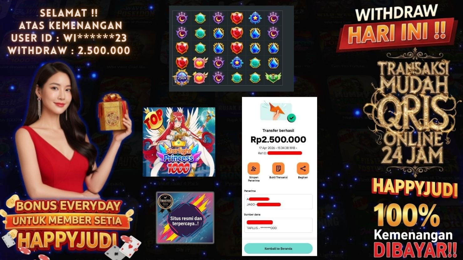 HAPPYJUDI JACKPOT SLOT STARLIGHT PRINCESS 1000